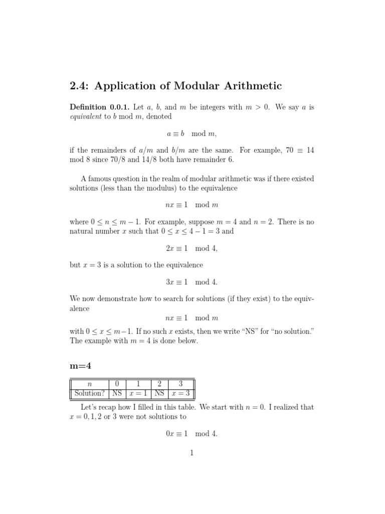 Modular Arithmetic Solutions Explained | PDF | Mathematics | Number Theory