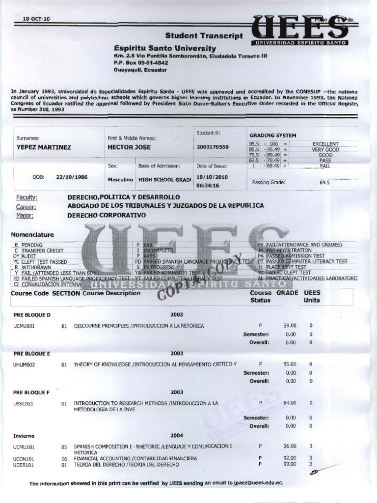 Law Transcripts - UEES | PDF | Government