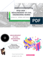 BTQS 3034 - Measurement of Civil Engineering Works: Lecture 1a - Syllabus and Course Plan