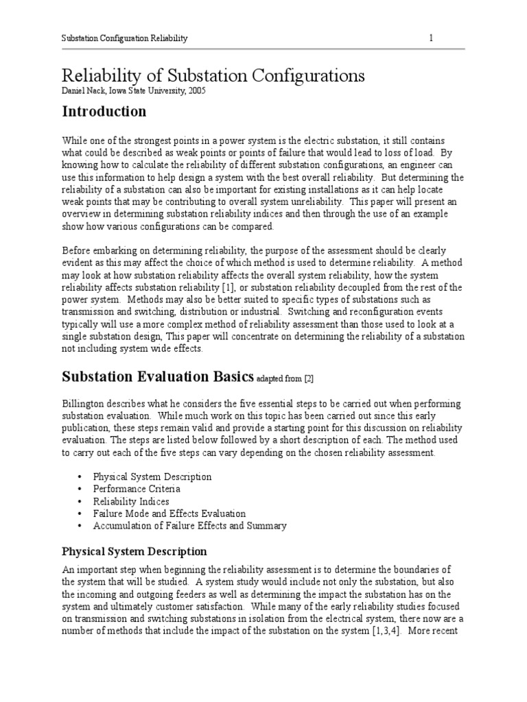 Substation Bus Configurations | PDF