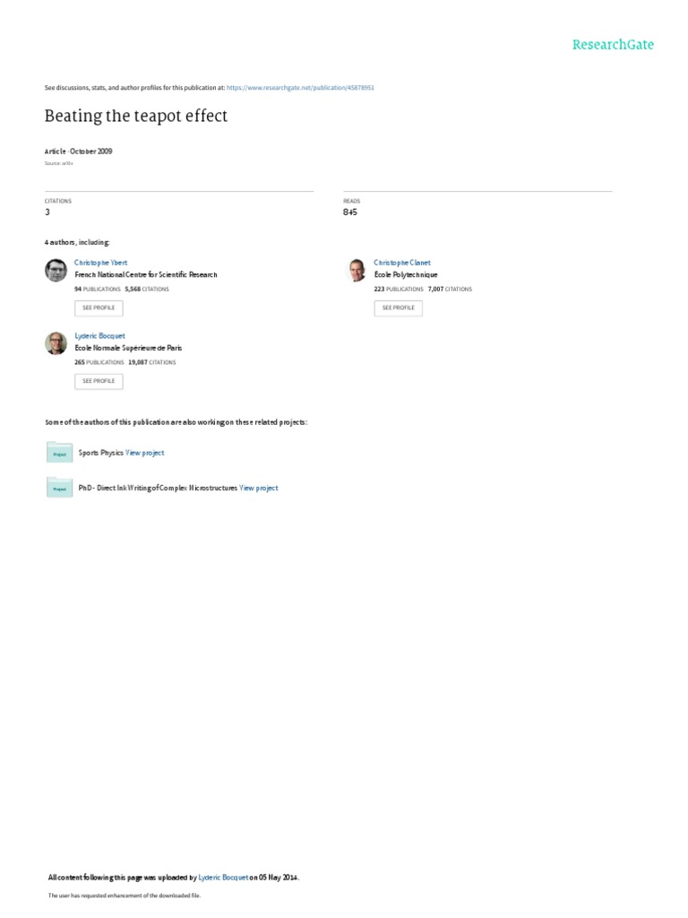 Beating The Teapot Effect PDF Wetting Chemistry