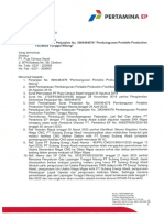 Surat Tidak Lanjut Perjanjian No. 3900464076 Pembangunan Portable Production Facilities Tunggul Maung