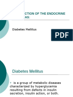 Dysfunction of The Endocrine Pancreas:: Diabetes Mellitus