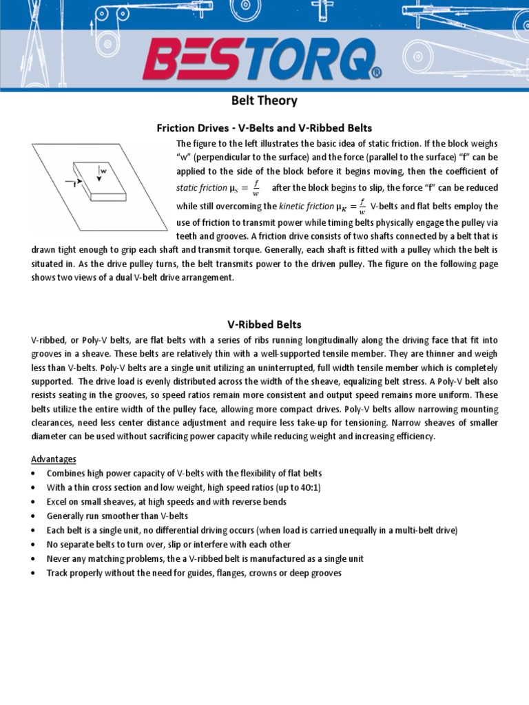 Belt Theory: Friction Drives - V-Belts and V-Ribbed Belts | PDF | Belt ...
