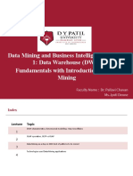Data Mining and Business Intelligence Module 1: Data Warehouse (DWH) Fundamentals With Introduction To Data Mining