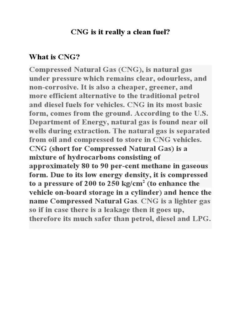Is CNG Really A Clean Fuel PDF Liquefied Petroleum Gas Gasoline