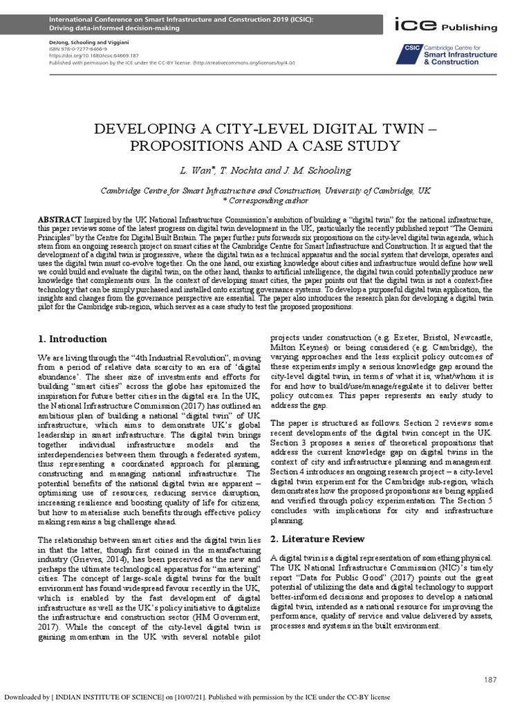 Developing a City-Level Digital Twin | PDF | Artificial Intelligence ...