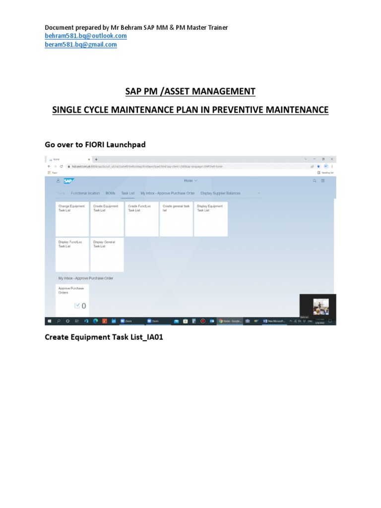 Single Cycle Maintenance Plan in SAP PM | PDF | Business | Information ...