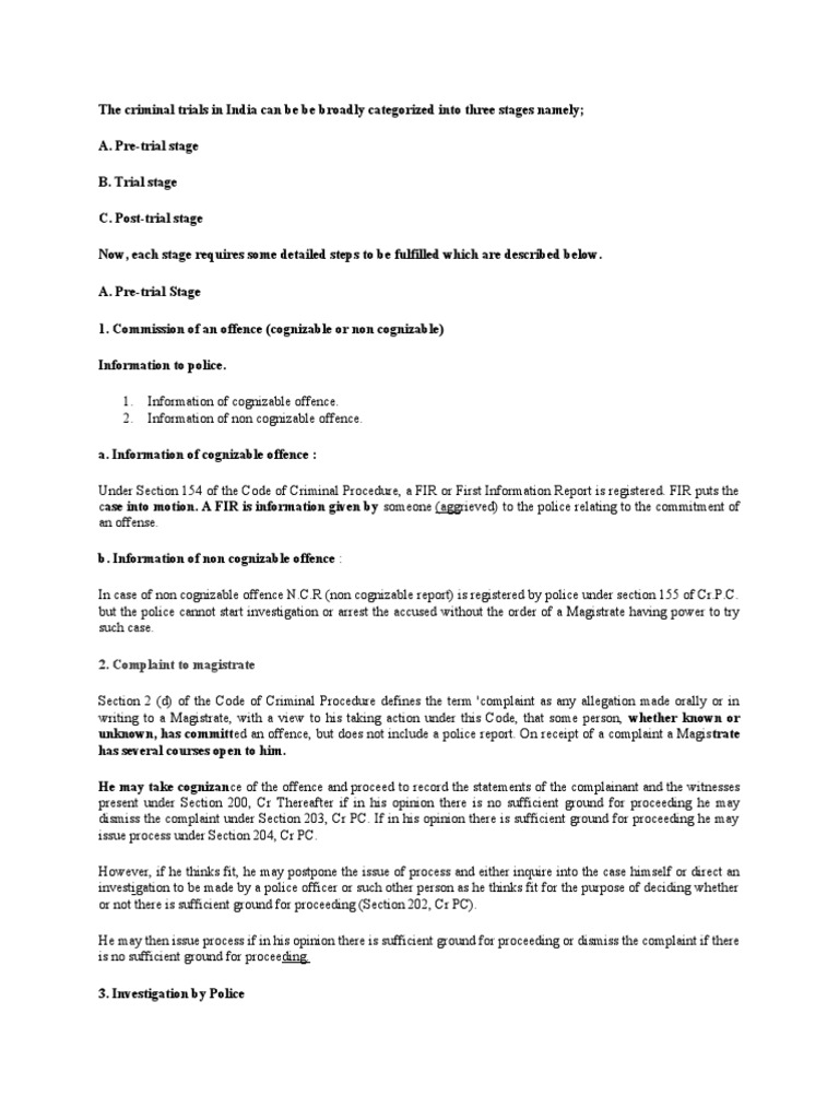Stages in Criminal Trial | PDF | Trials | Criminal Procedure In South ...