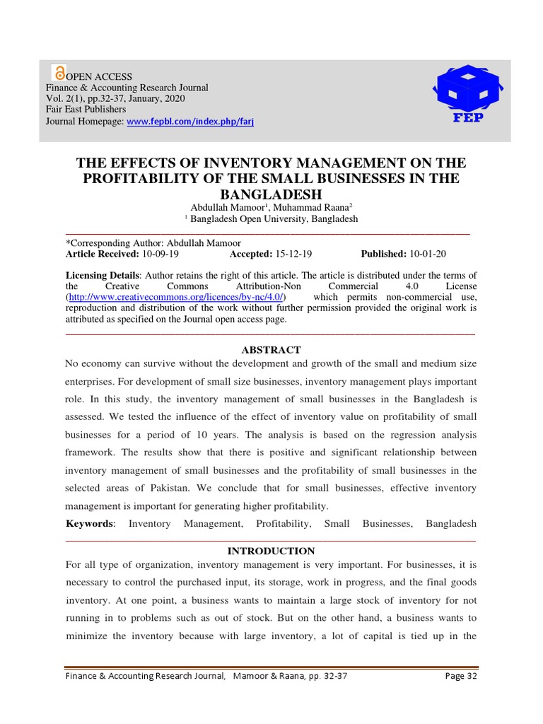 Inventory Management's Impact on Small Business Profitability in ...