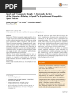 Sport and Transgender People: A Systematic Review of The Literature Relating To Sport Participation and Competitive Sport Policies