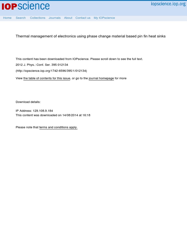Thermal Management of Electronics Using Phase Change PDF Heat