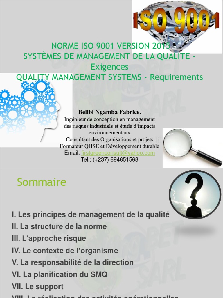 Résumé de la norme ISO 9001:2015 | PDF | Système de management de la ...