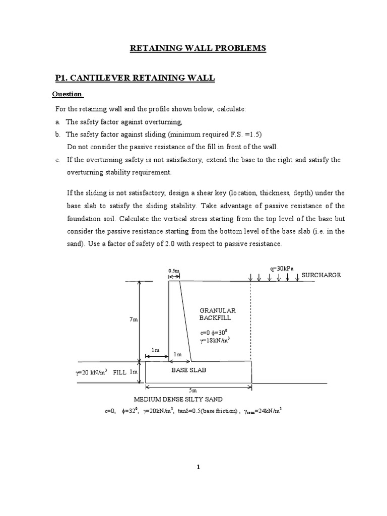Retaining Wall Design and Stability Analysis | PDF | Physics ...
