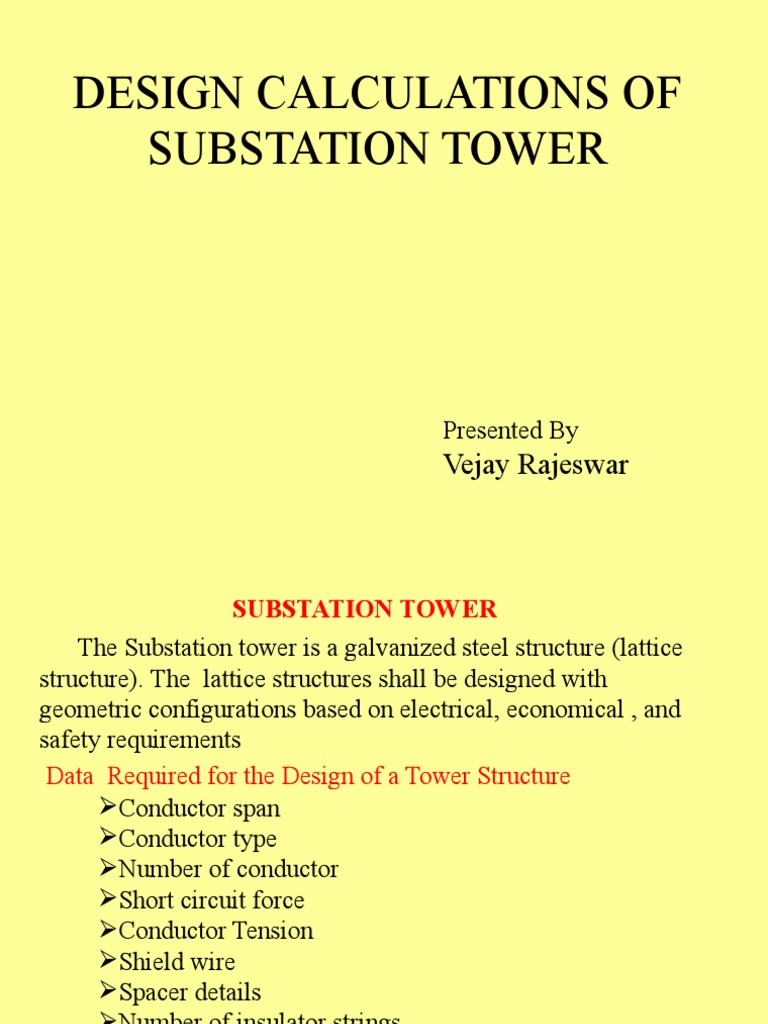 Design Calculations of 220kV Subsation Tower - VEJAY RAJESWAR.v | PDF ...