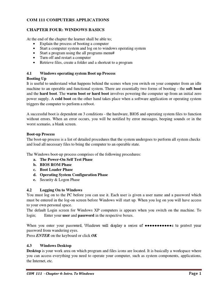 Chapter 4 introduction to windows pdf booting window computing 