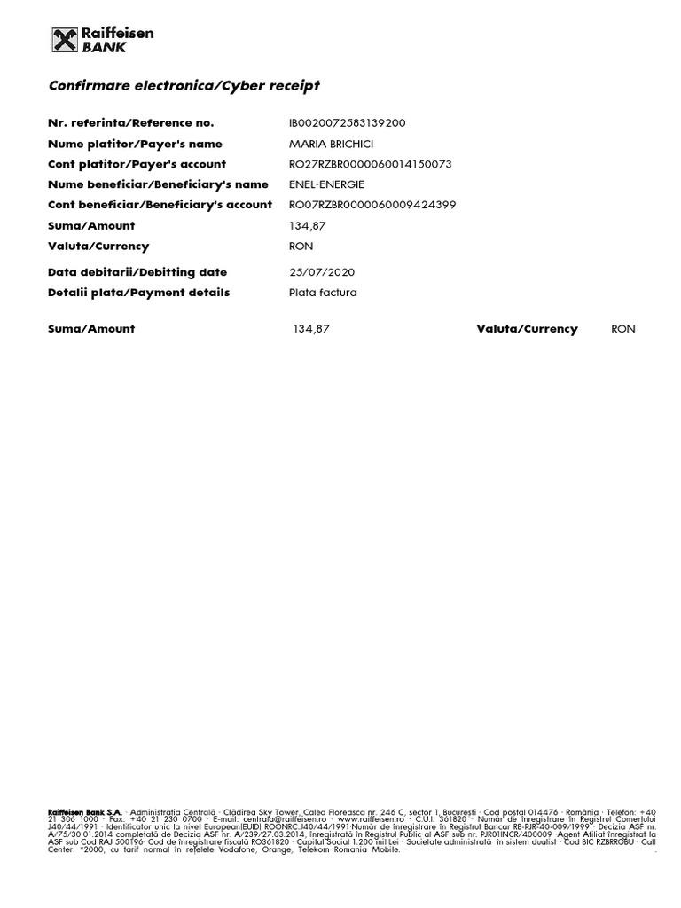 Confirmare Electronica 25072020 | PDF