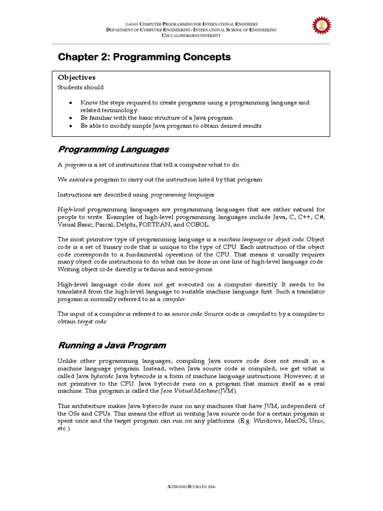 Chapter 2: Programming Concepts | PDF | Programming Language | Java ...