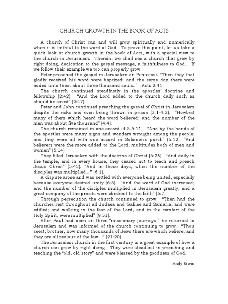 Church Growth Principles from Acts | PDF | Acts Of The Apostles | Jesus