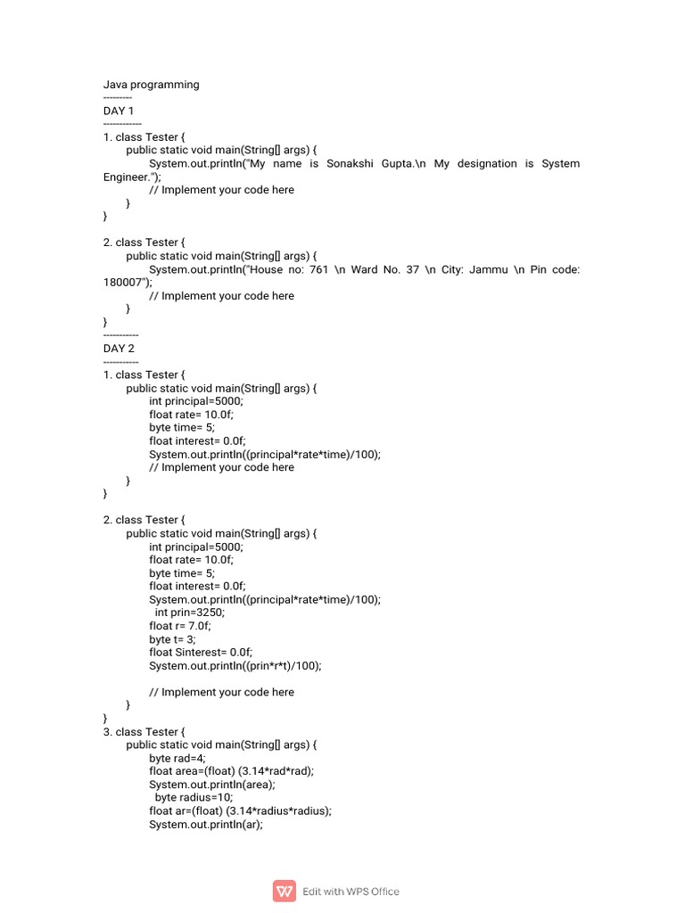 Java Programming Assignment Solutions | PDF | Science & Mathematics