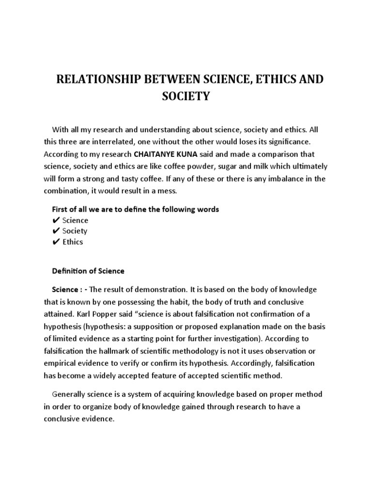 Relationship Between Science Ethics and Society118 | PDF | Science ...