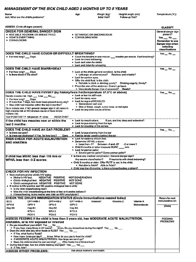 IMCI Form | PDF
