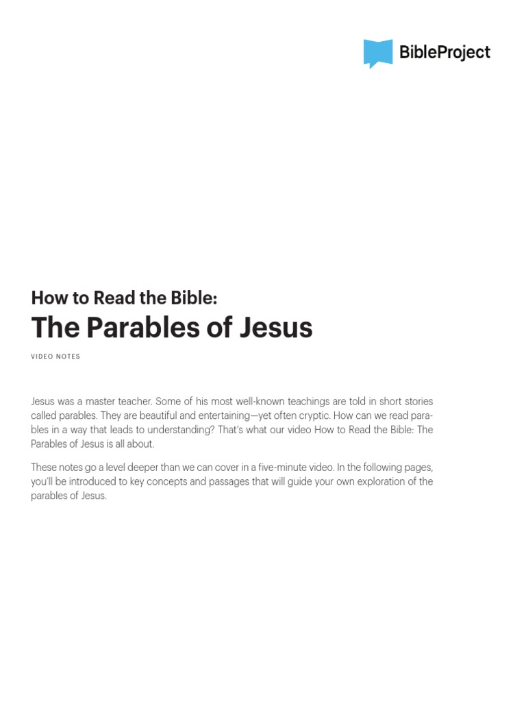 The Parables Of Jesus How To Read The Bible Download Free Pdf