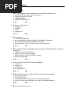 Relevant Costing: Multiple Choice