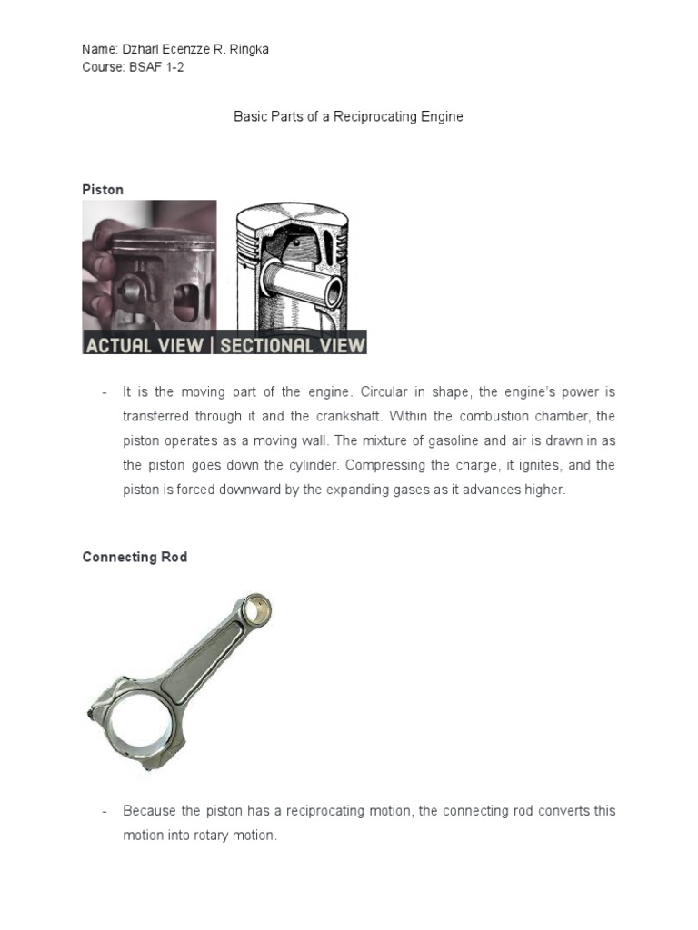 Parts of A Reciprocating Engine PDF