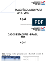 Produção de açaí no Pará 2015-2019