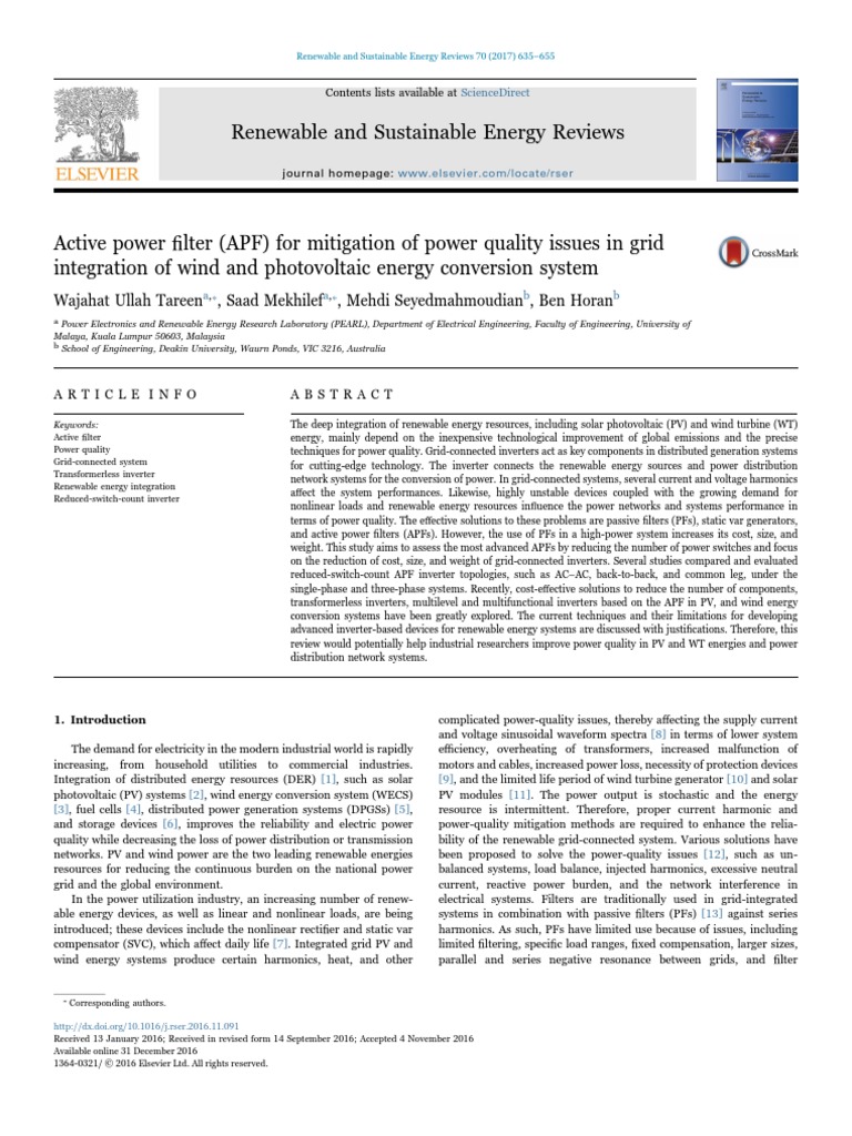 Active Power Filter (APF) For Mitigation of Power Quality Issues in