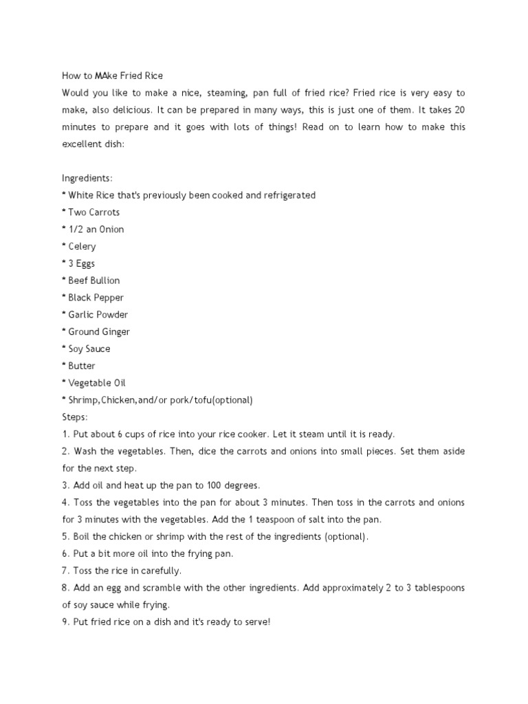 How To MAke Fried Rice | PDF