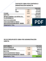 Ppt. Pie de Presupuesto Obra Por Contrata o Administración