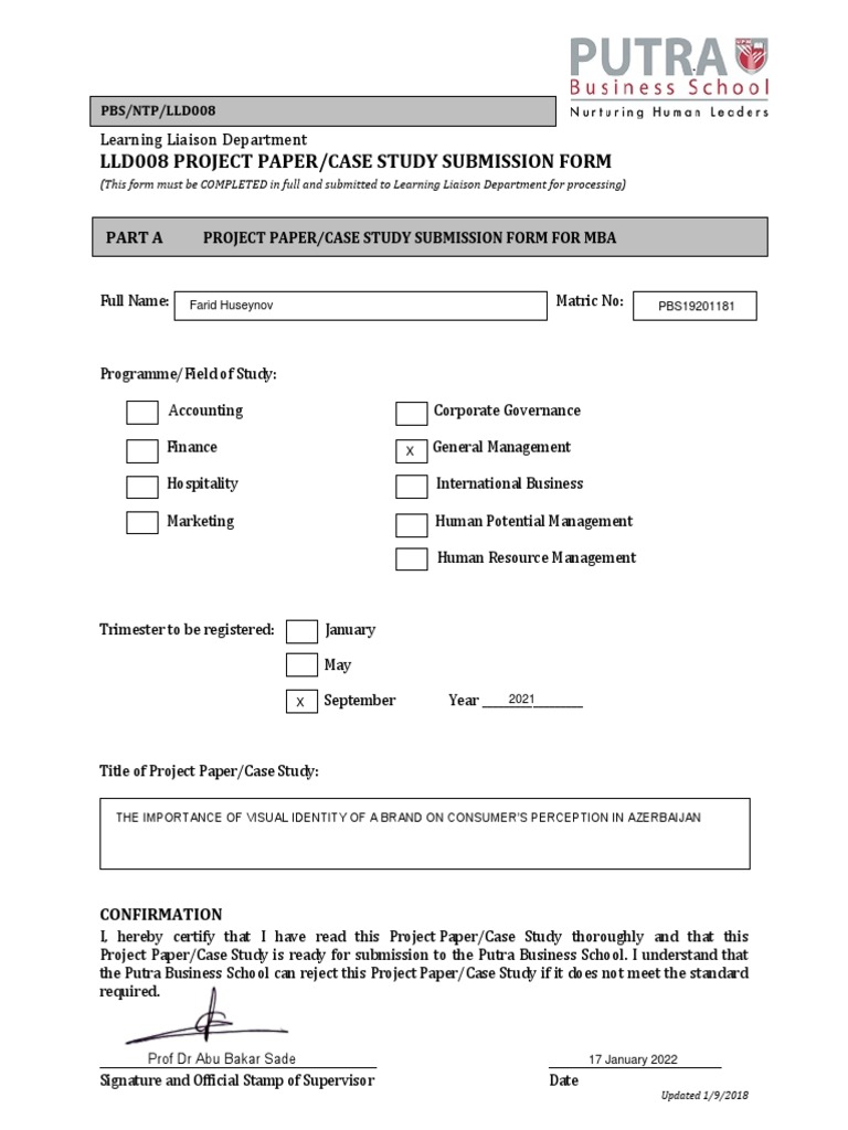 MBA Project Submission Form | PDF | Career & Growth | Business