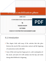 Project Mobilisation Phase: ARE 4122 Construction Management