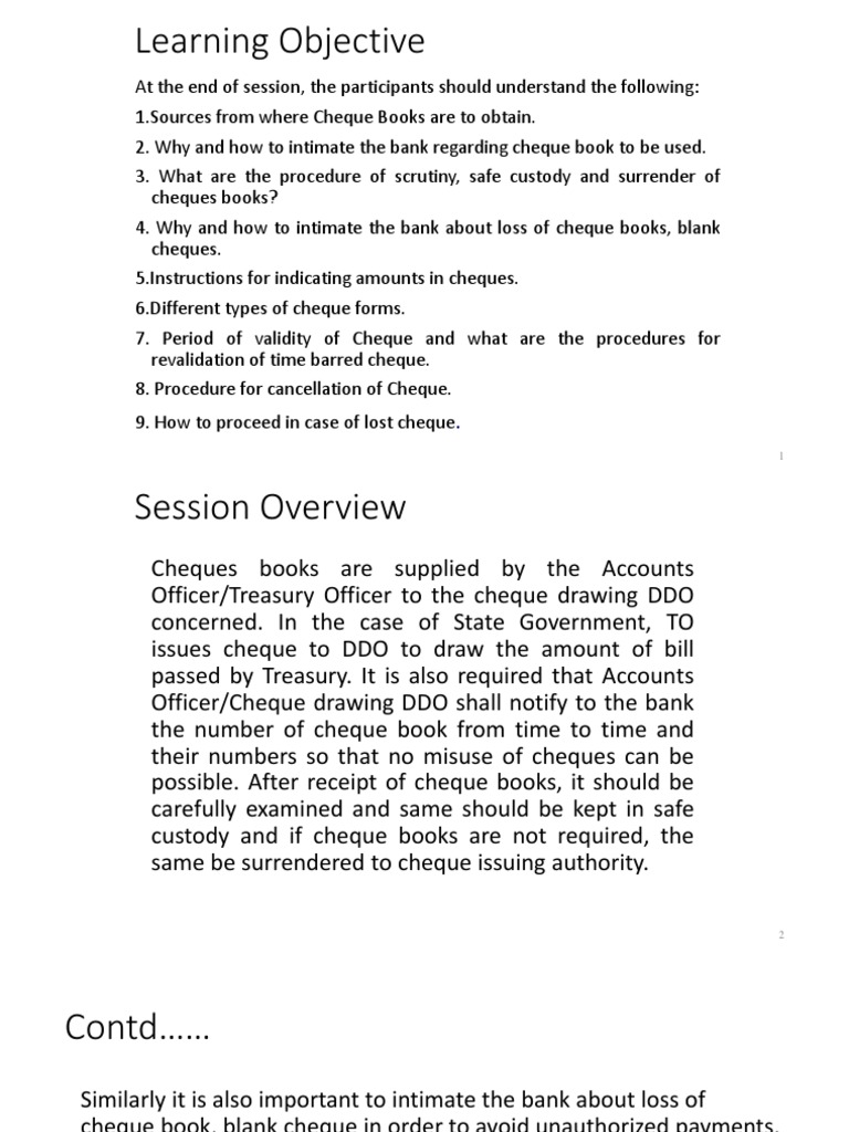 Civil Accounts Manual PDF Cheque Payments