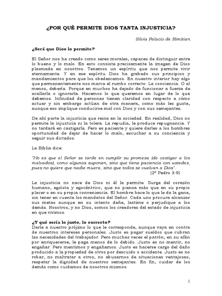Injusticia: ¿Por qué la permite Dios? | PDF | Mal | Dios