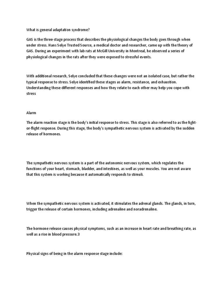 What Is General Adaptation Syndrome Pdf Stress Biology Physiology