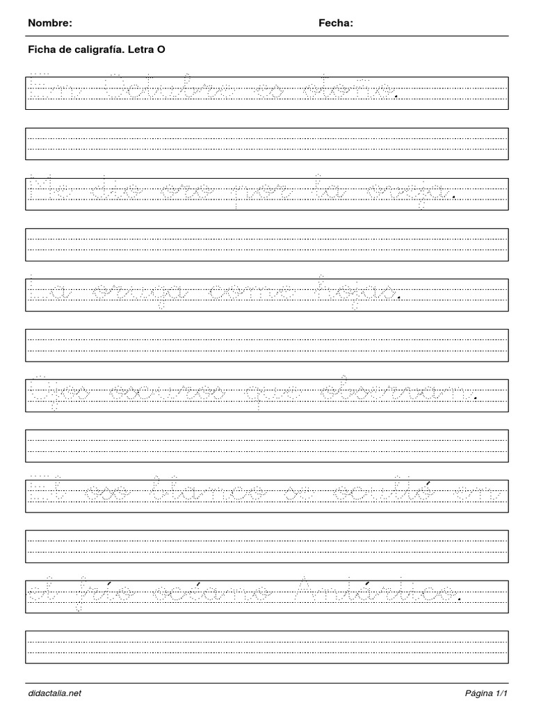Ficha de Caligrafía: Letra O | PDF | Poesía