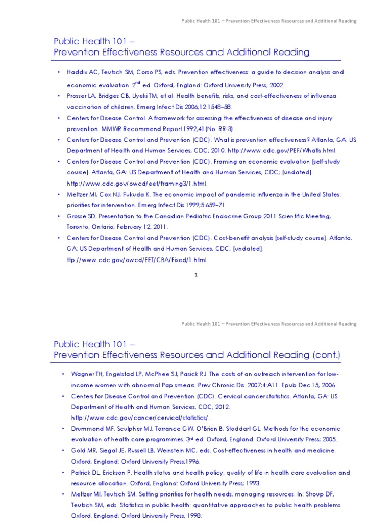 Public Health 101: Cost-Effectiveness Guide | PDF | Preventive ...