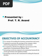 Presented By: Prof. T. R. Anand: Book Keeping and Accountancy