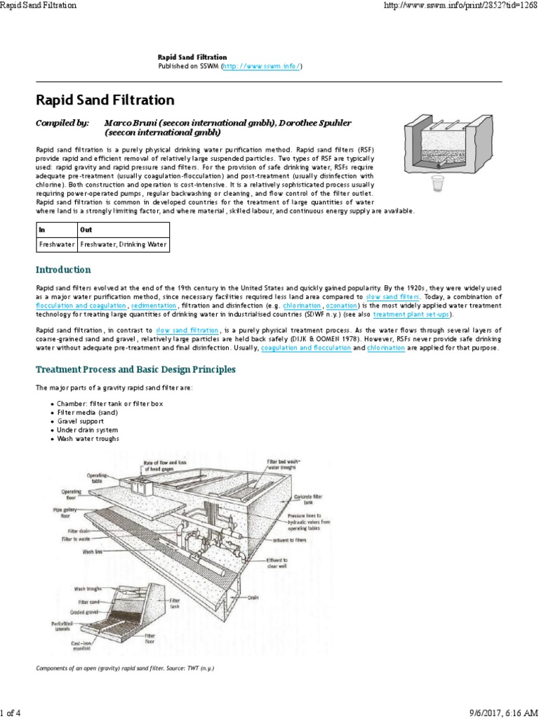Rapid Sand Filtration | Download Free PDF | Water Purification | Filtration