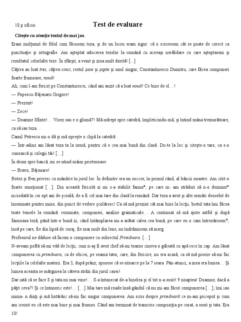 Test de Evaluare 2 Clasa 8 B | PDF