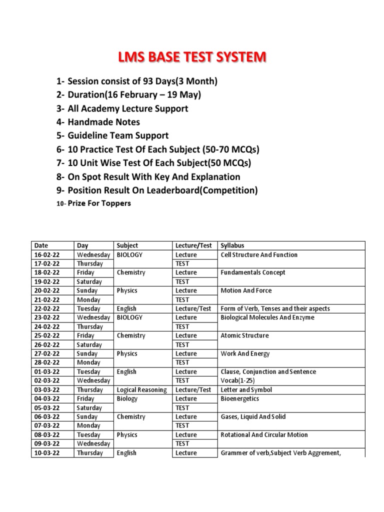 Comprehensive LMS Test Prep System | PDF | Chemistry | Physics