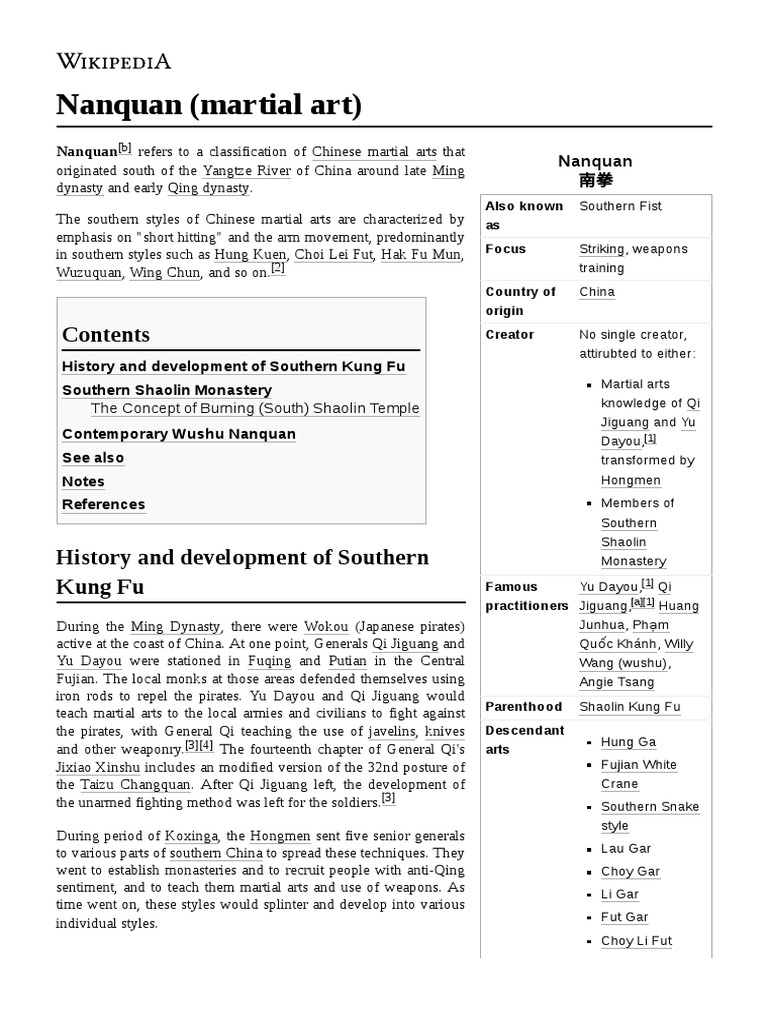 Nanquan (Martial Art) PDF East Asian Martial Arts Chinese Martial