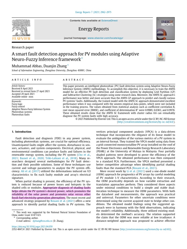 A Smart Fault Detection Approach For PV Modules Using Neuro-Fuzzy ...