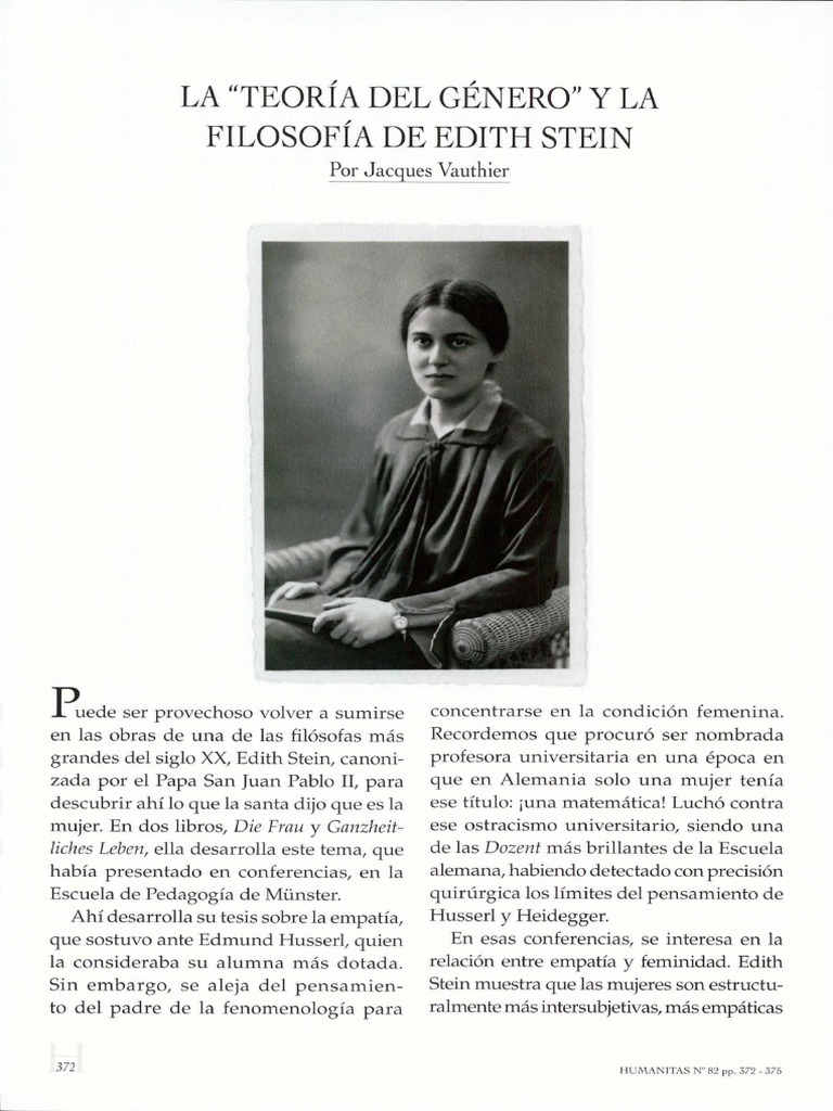 La Teoría Del Género y La Filosofía de Edith Stein | PDF | Esencia ...