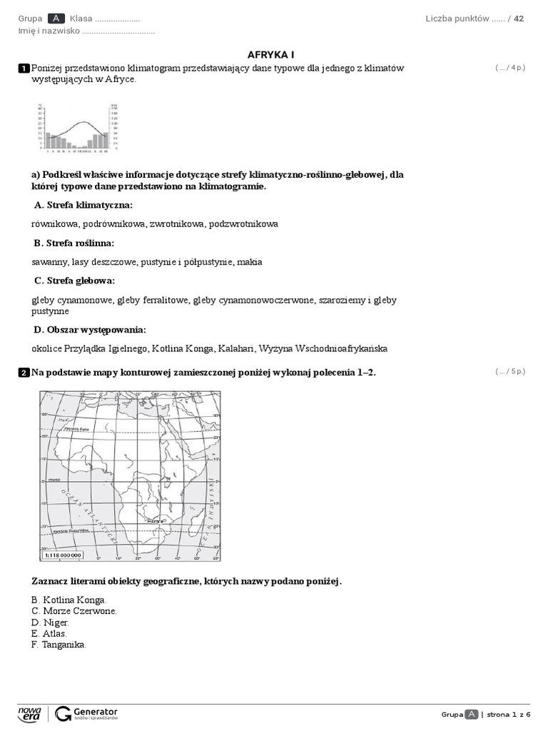 Afryka Sprawdzian Klasa 8 Afryka KL 8 | PDF