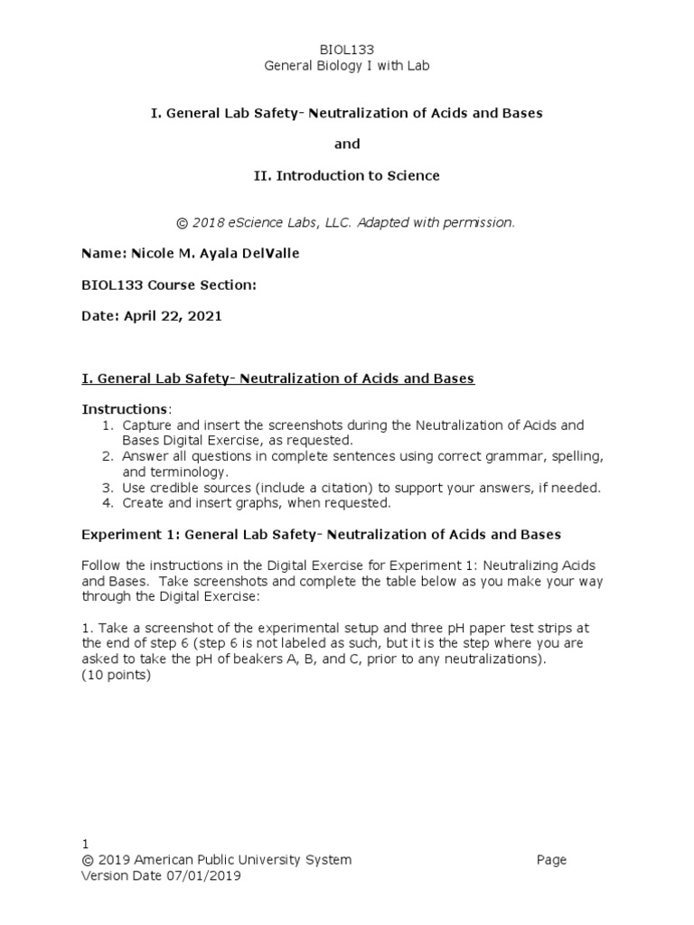 © 2018 Escience Labs, Llc. Adapted With Permission PDF Experiment