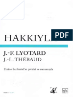 Lyotard - Jean-Loup Thebaud - Hakkıyla-İthaki Yayınları (2014)